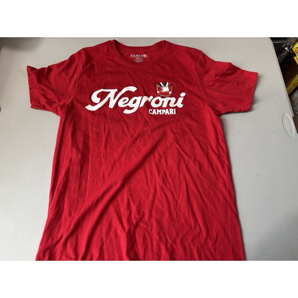 Campari Negroni T Shirt Mens M Red Good Graphic Upcycled Cotton Blend Tee
